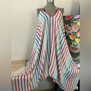 NWT NEW DIRECTIONS MULTICOLOR COVERUP O/S DYED YARN, GAUZY, PULLOVER,LIGHTWEIGHT